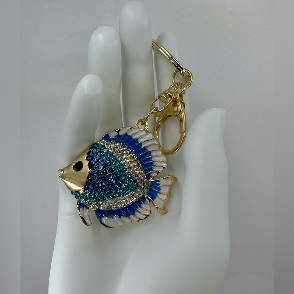 2/$20 Big Sparkly Tropical Fish Keychain Blue - Picture 5 of 7